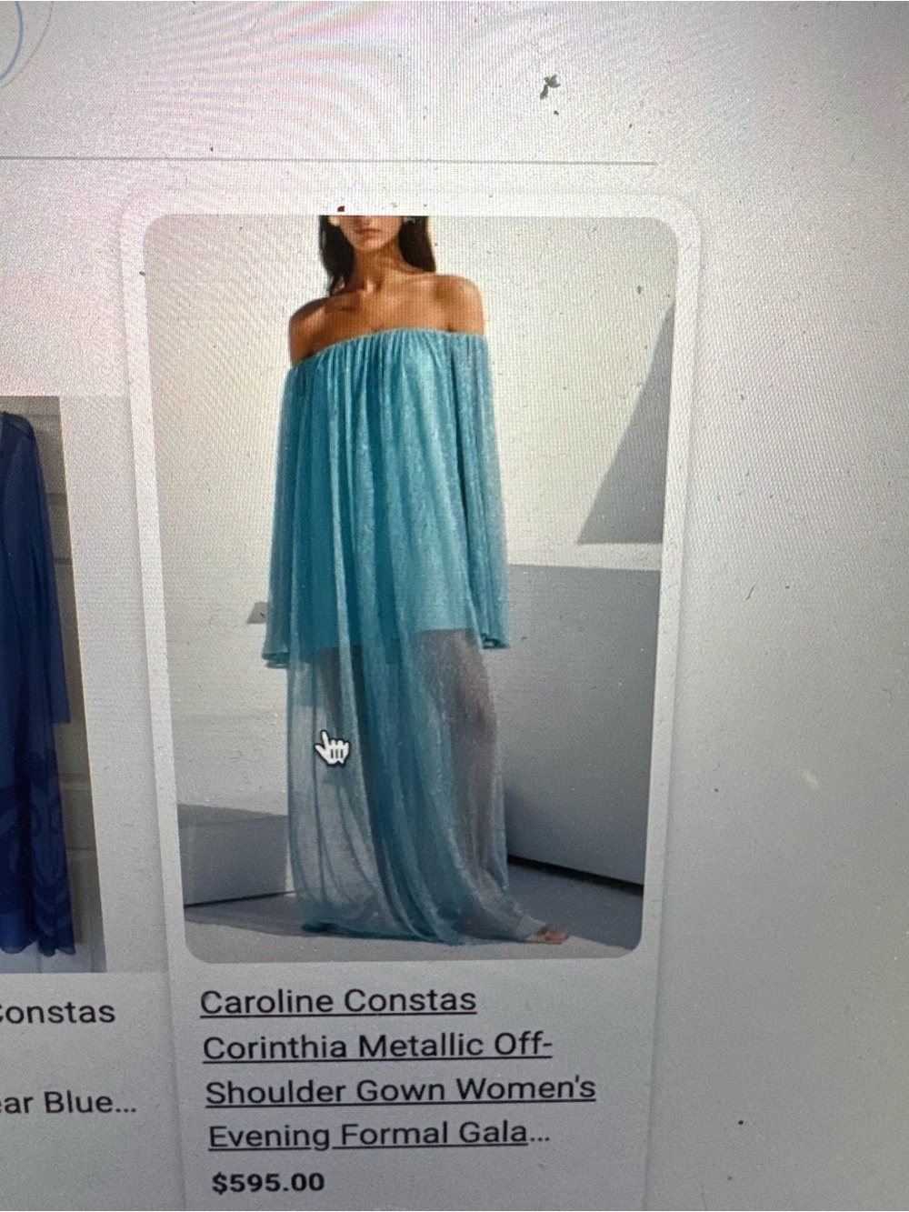 Caroline Constas Metallic Cerulean Pleated Dress XS NWT